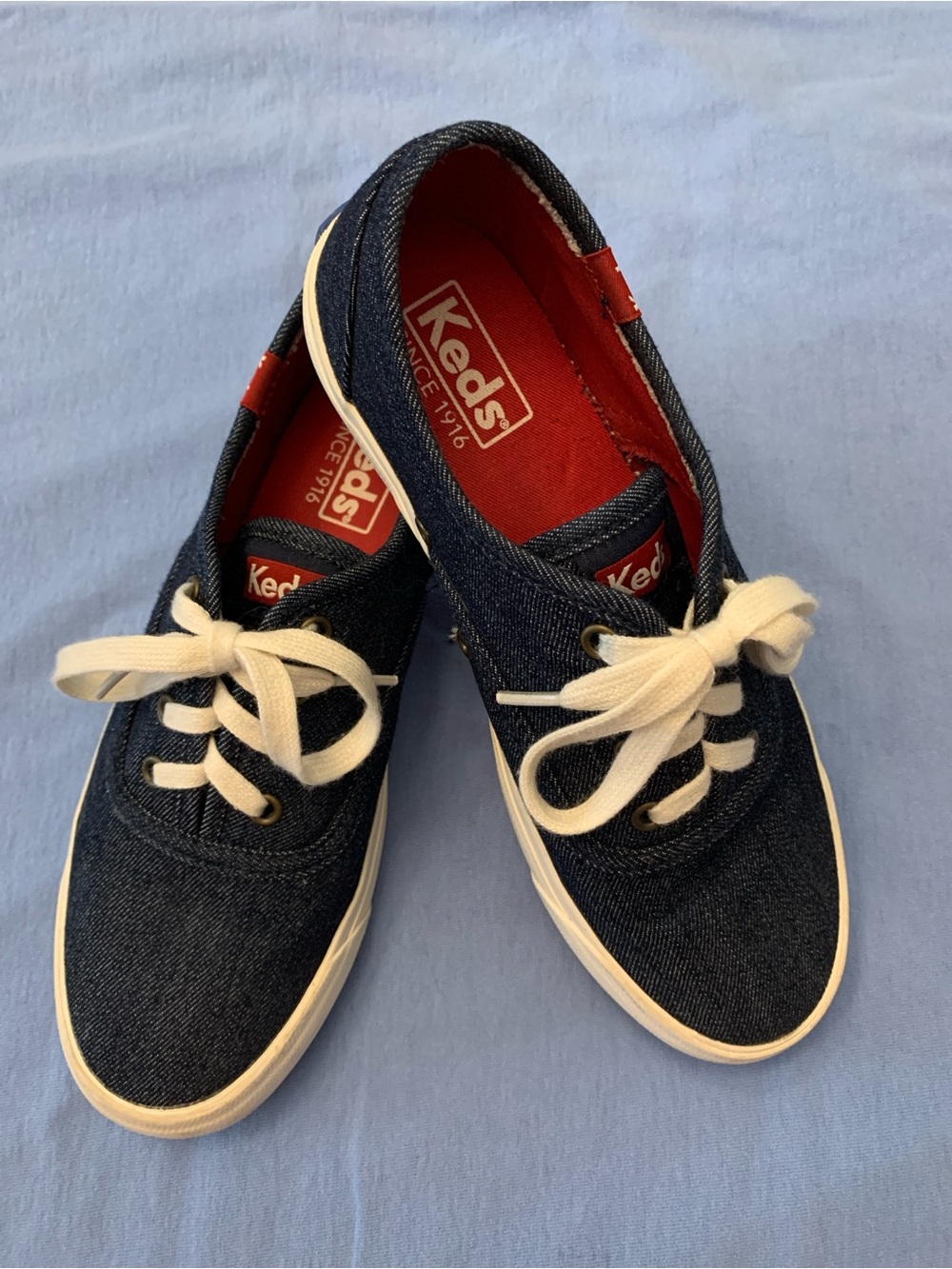 Keds Womens Navy Denim Canvas Lace-Up Sneakers Like New Sz 6